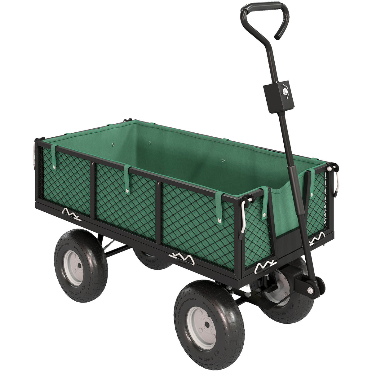 Carro De Playa Outsunny Acero, Tela Oxford Verde 105x51x54 Cm_0