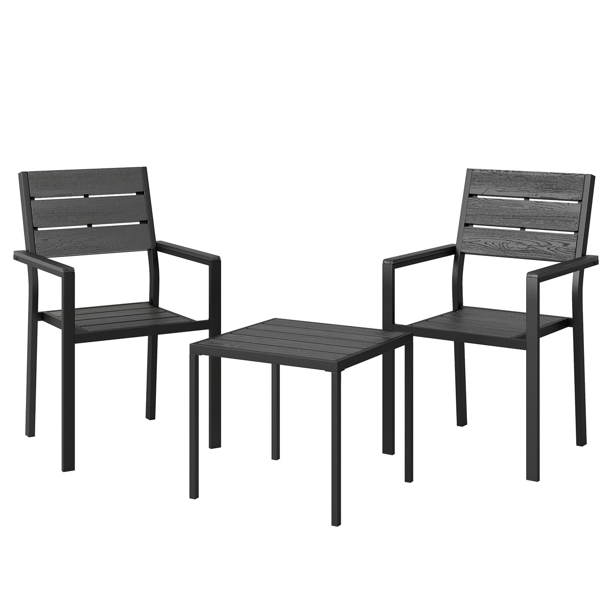 Conjunto De Bistró Outsunny Metal, Hdpe Negro 56x56x91 Cm_0