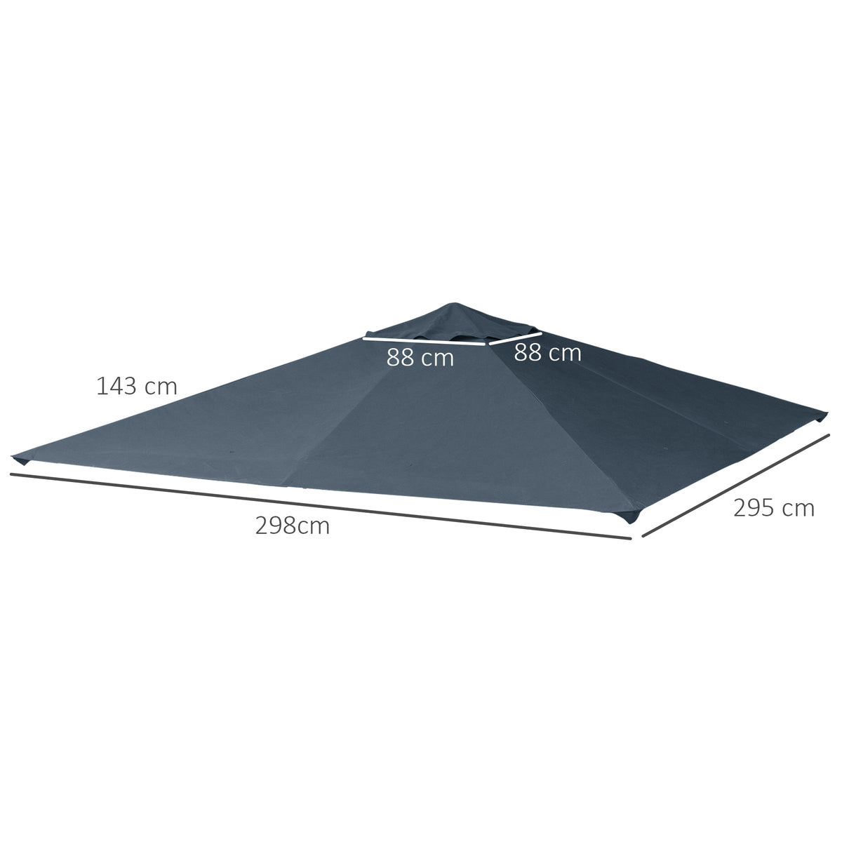 Techo De Repuesto Para Cenador De Jardín Outsunny 2,98x2,95 M Gris_2