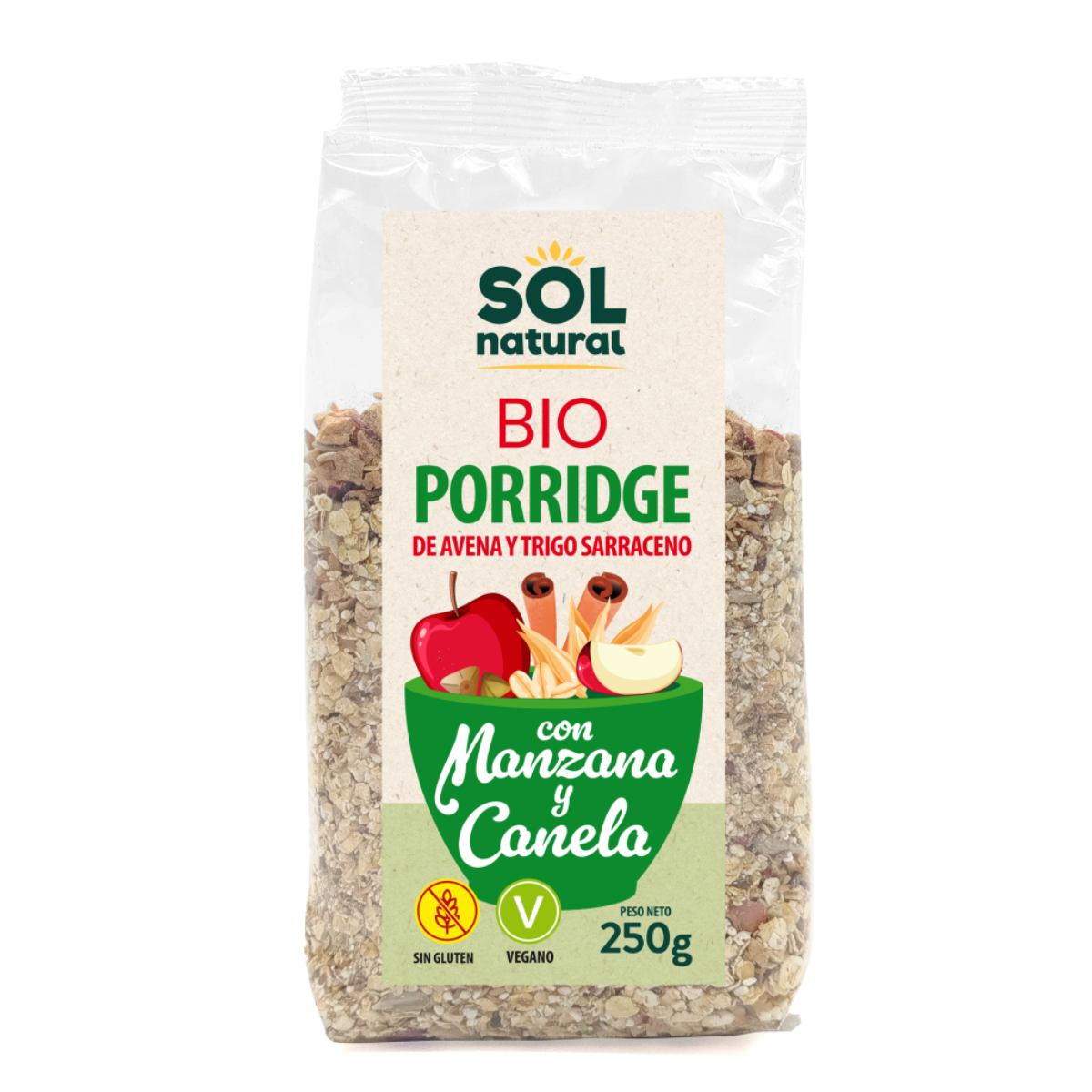 Porridge de Trigo Sarraceno con Manzana y Canela BIO Sol Natural 250 g