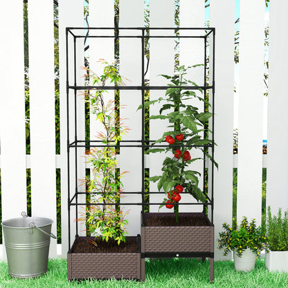 Jardinera Con Enrejado Outsunny Acero, Pp Negro 100x50x174 Cm_4