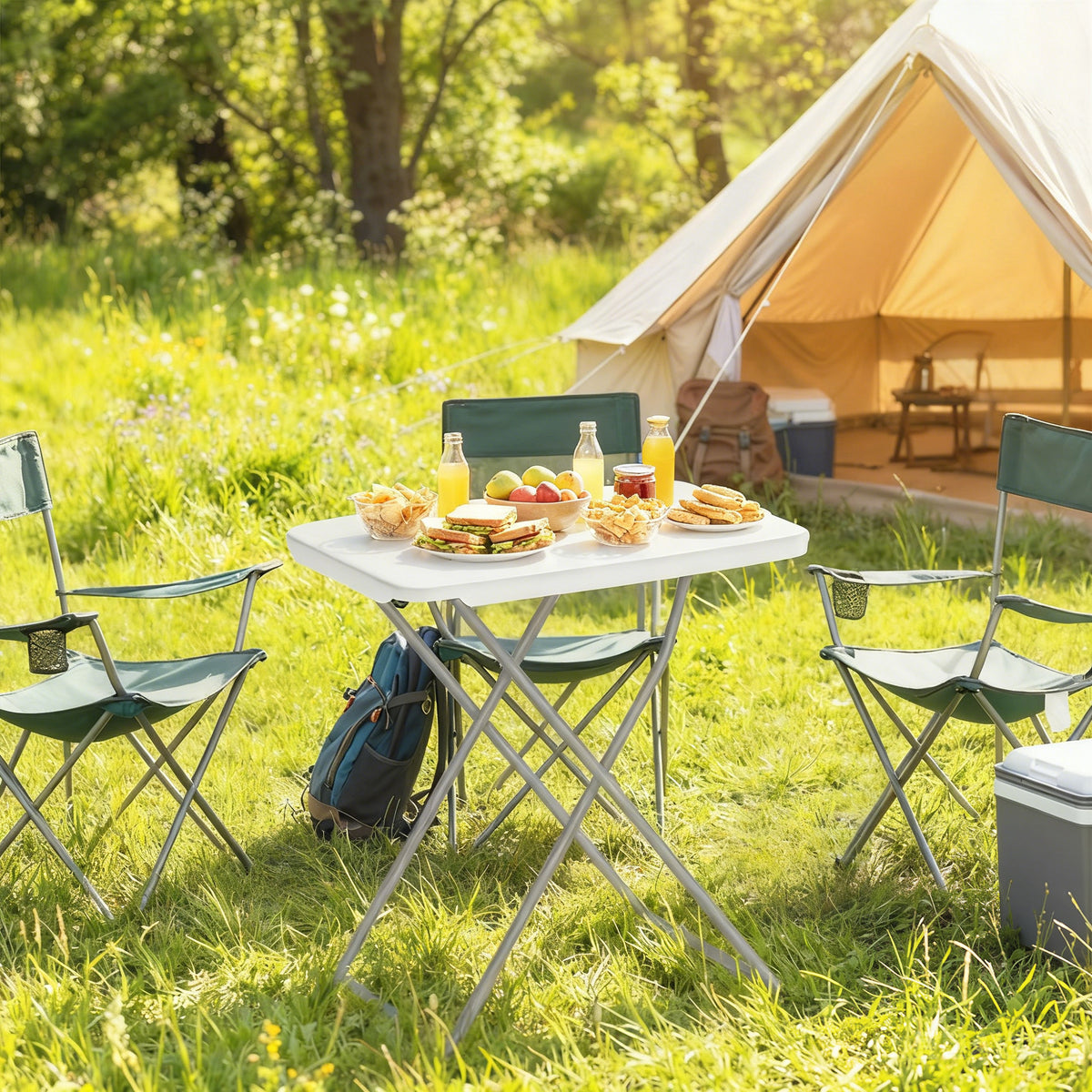 Mesa De Camping Outsunny Metal, Hdpe Blanco 75x50x73.5 Cm_1