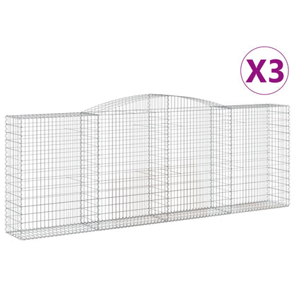 Cestas De Gaviones 3 Uds Forma De Arco Hierro 400x50x140/160 Cm_0
