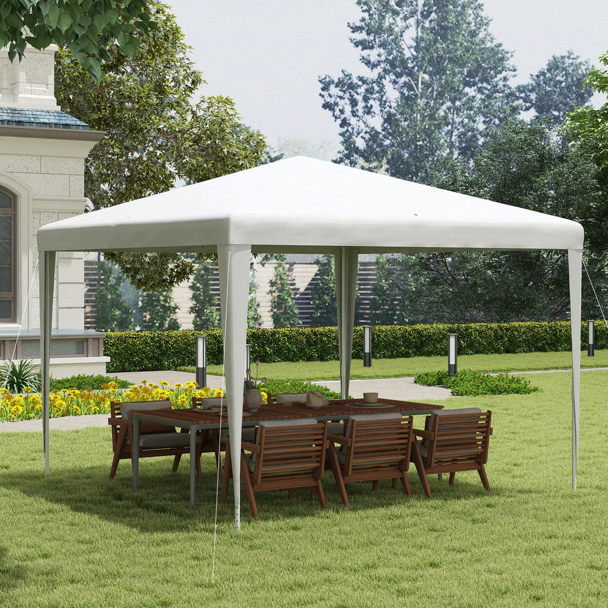 Carpa Desmontable Para Jardín Outsunny 293x293x252 Cm Blanco_1