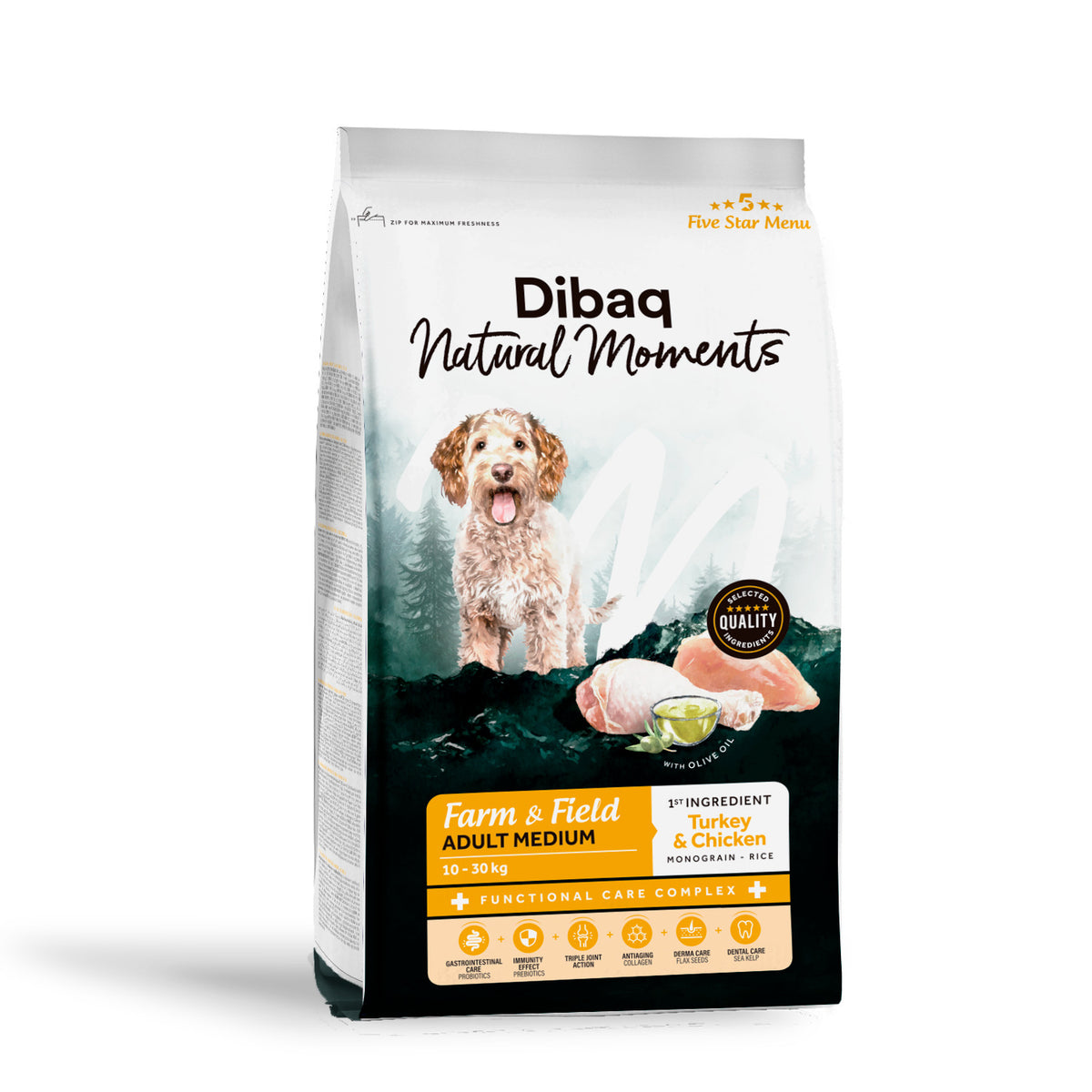 Dibaq Natural Moments 5 Star Pavo Y Pollo Adulto Razas Medianas 2 Kg_0