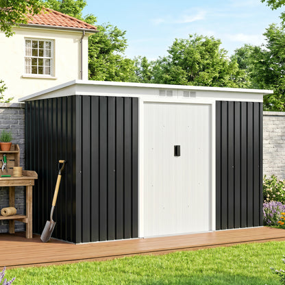 Cobertizo De Jardín Base 3,1 M² Outsunny 280x130x172 Cm Gris Oscuro_4