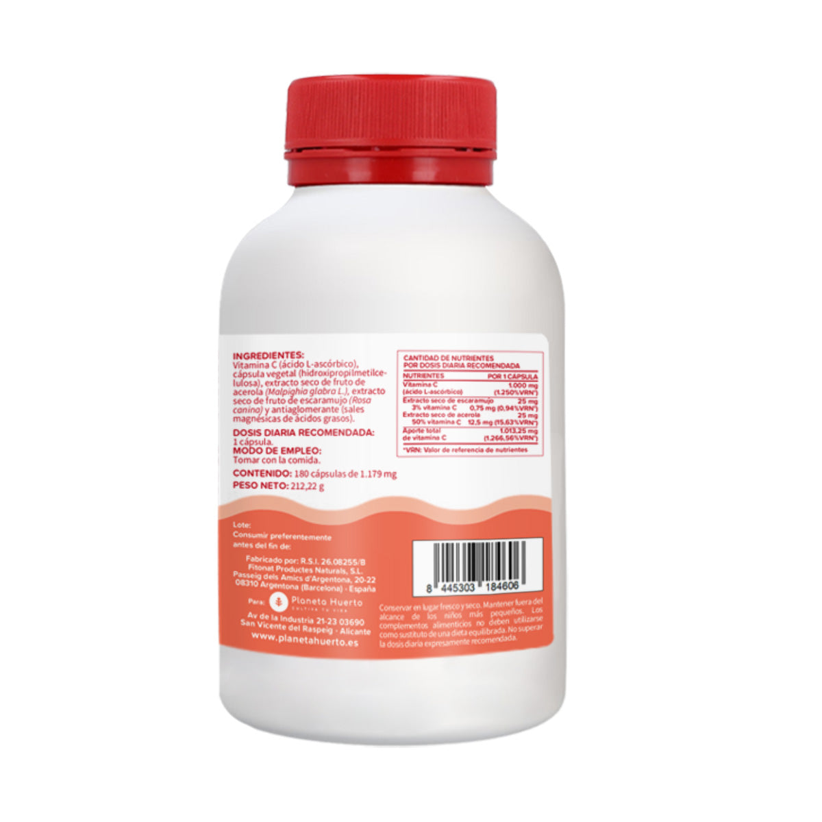 Vitamina C 1000 mg Planeta Huerto 180 cápsulas vegetales