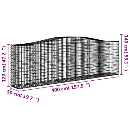Cestas De Gaviones 3 Uds Forma De Arco Hierro 400x50x120/140 Cm_5