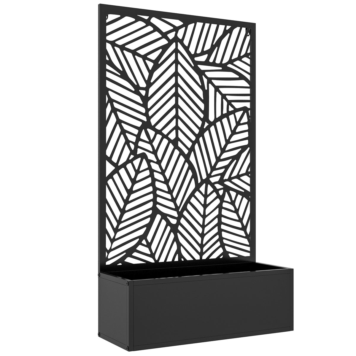 Jardinera Con Biombo Outsunny Metal Negro 61x23x113 Cm_0