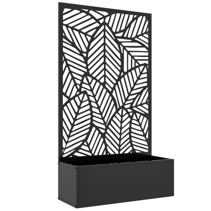 Jardinera Con Biombo Outsunny Metal Negro 61x23x113 Cm_0