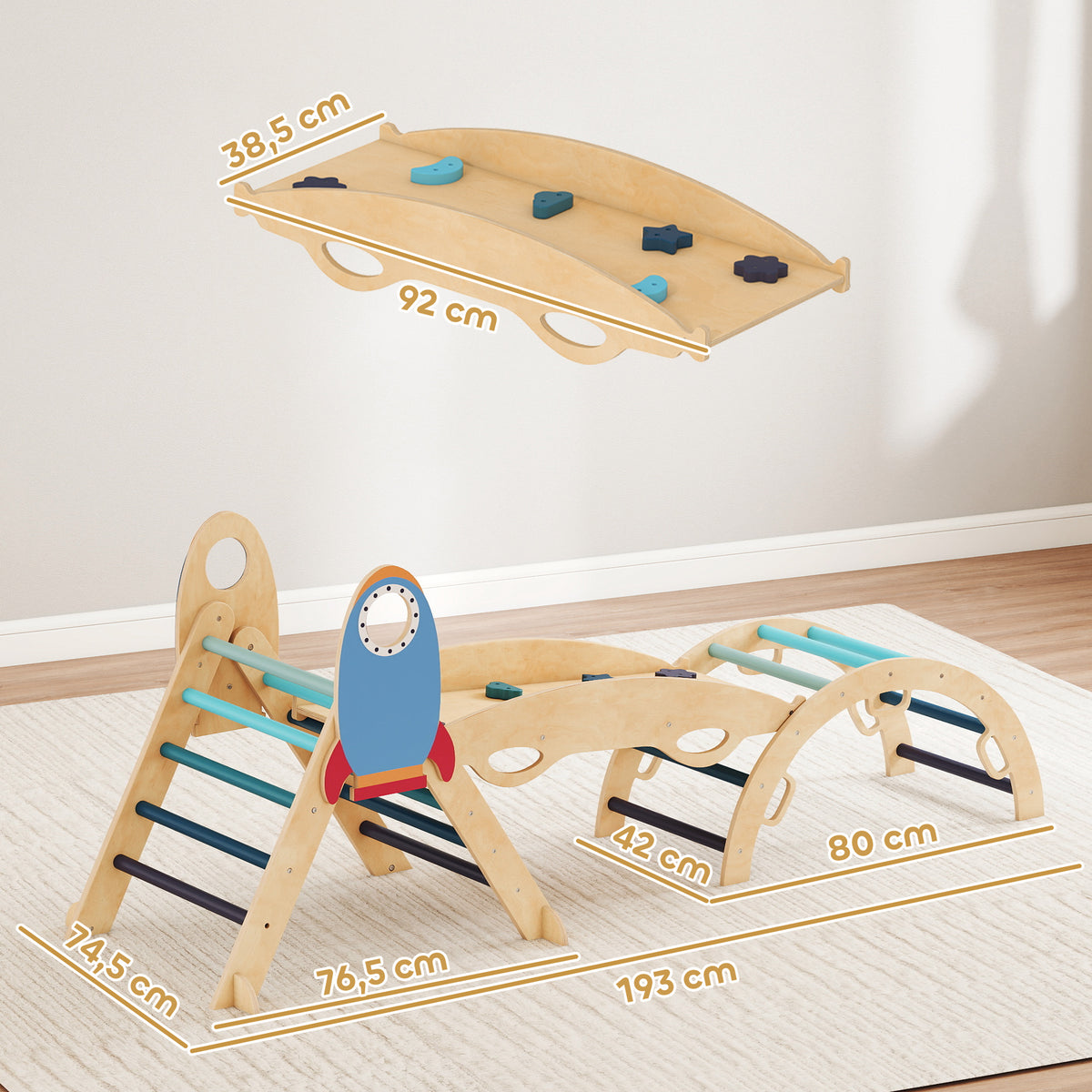 Triángulo De Escalada Aiyaplay Madera Contrachapada Azul 193x74.5x38 Cm 331-103v00bu_2