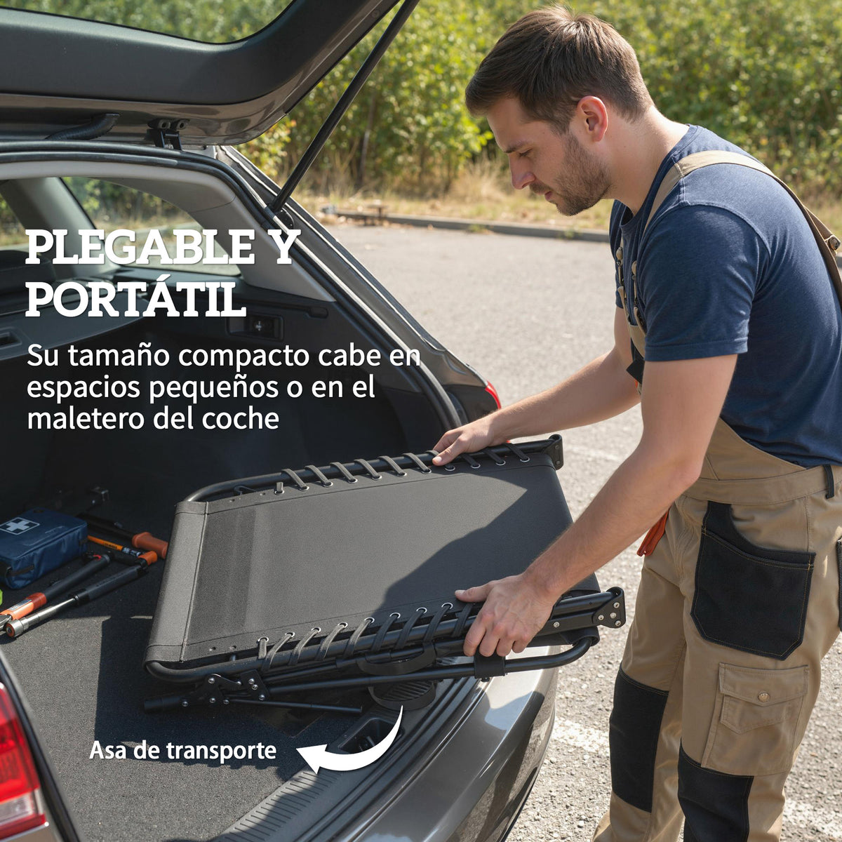 Tumbonas Plegables Outsunny Acero, Textilene Negro 200x57x38 Cm_5