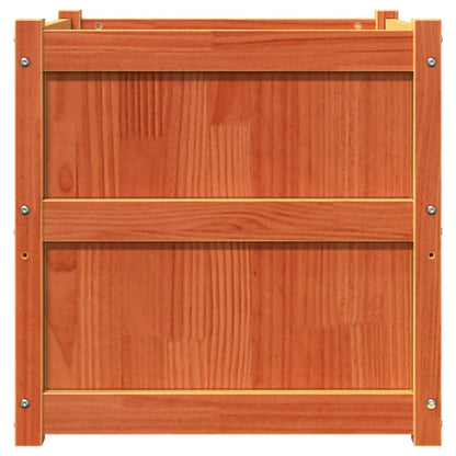 Jardinera Exterior Madera Maciza Pino Marrón Cera 60x60x60 Cm_5