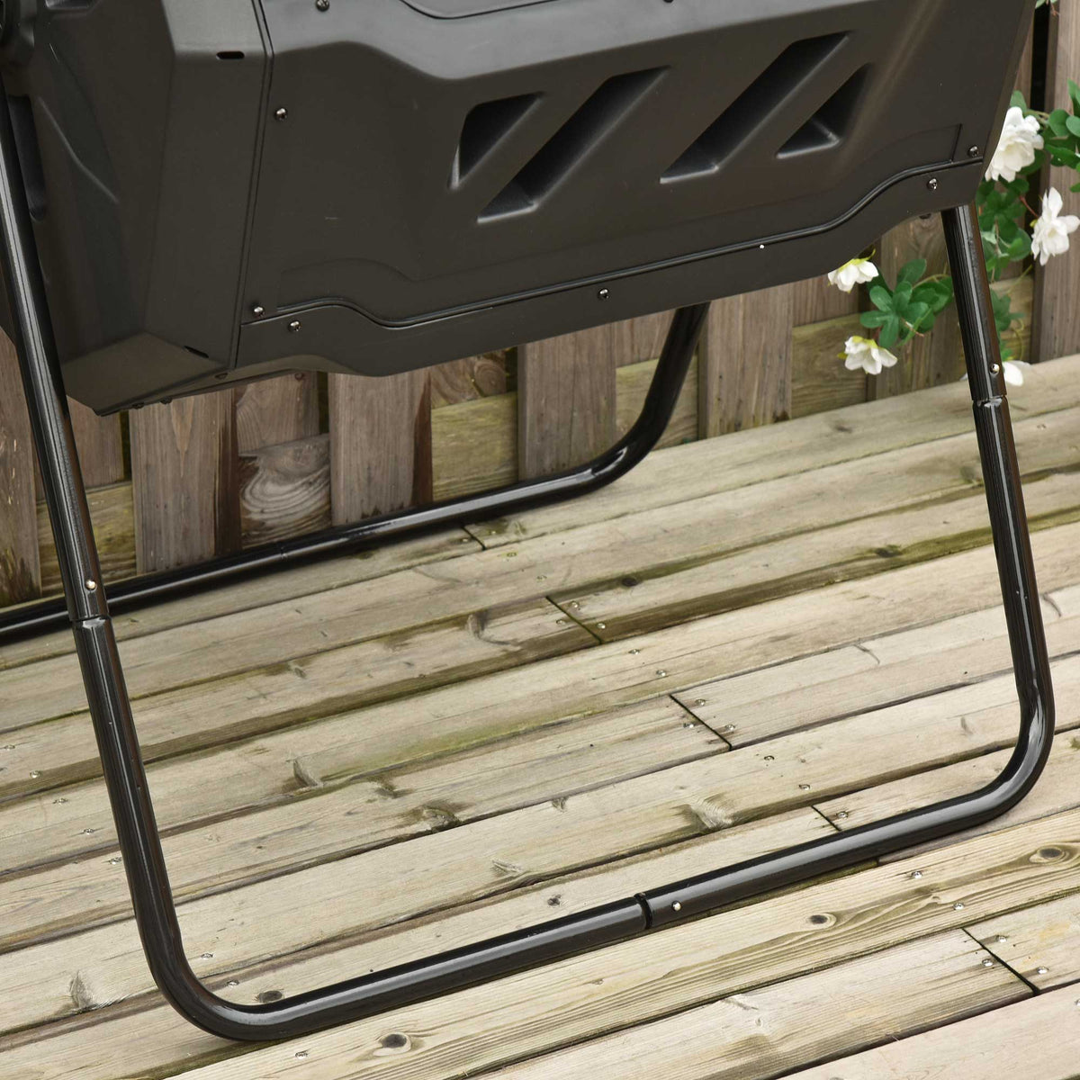 Compostador Outsunny Acero, Pp Negro 71x65x96 Cm_3