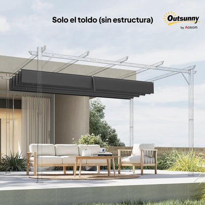 Techo De Pérgola Outsunny Poliéster Gris Oscuro 286x245 Cm_4
