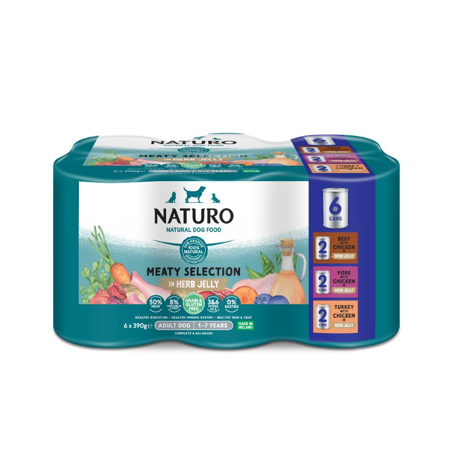 Naturo Comida Humeda Perro Multipack Sabores En Gelatina 390g X 6 Latas_0