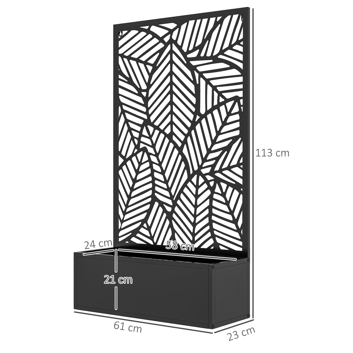 Jardinera Con Biombo Outsunny Metal Negro 61x23x113 Cm_2