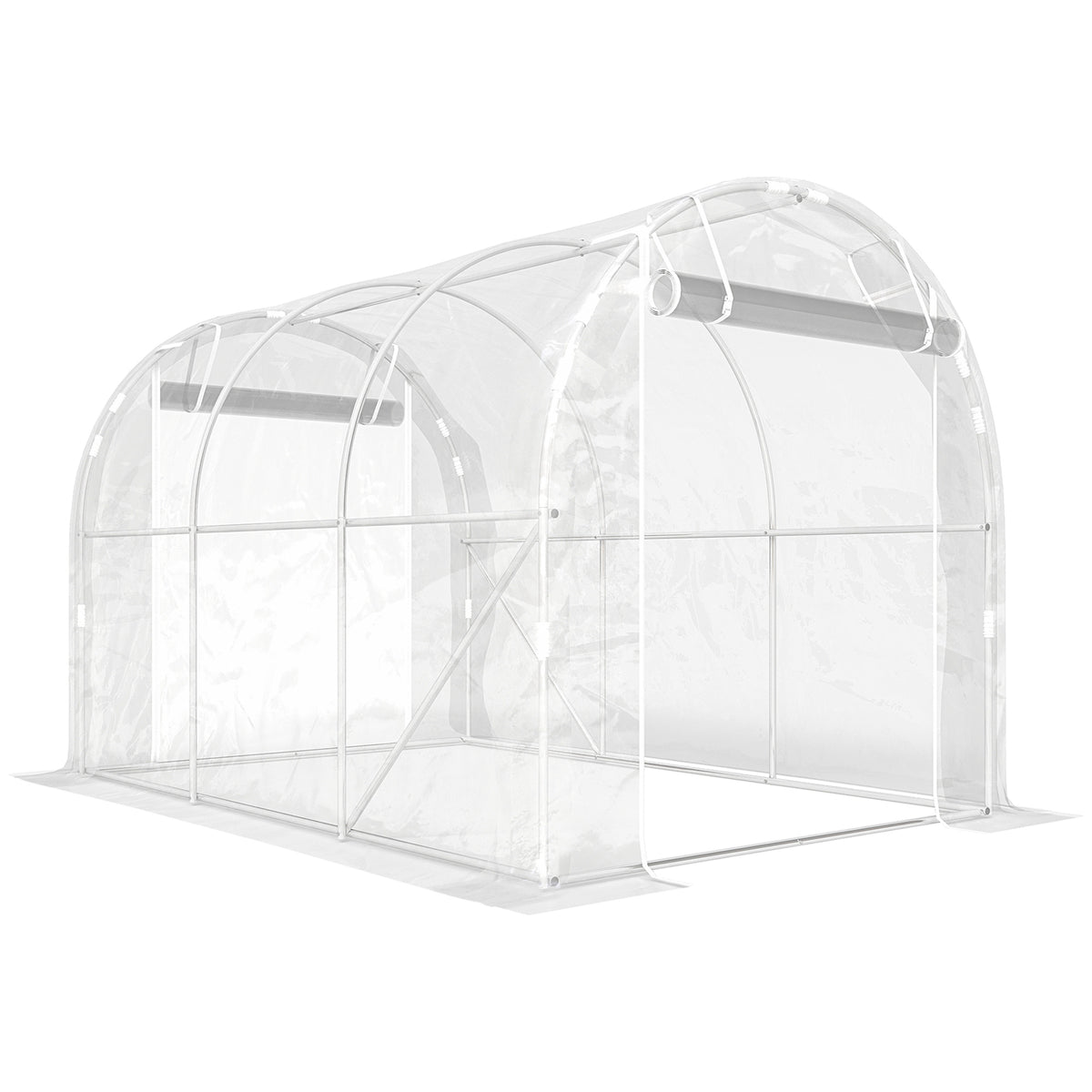 Invernadero De Túnel Outsunny Acero Galvanizado, Pe Transparente 295x195x195 Cm_0
