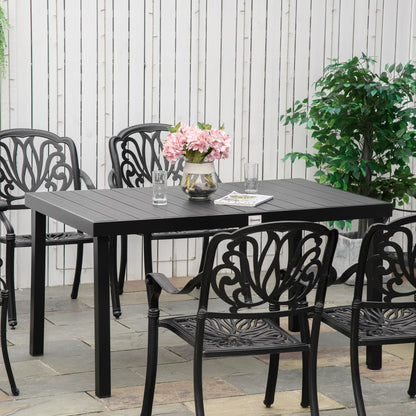 Mesa De Comedor Para Jardín Aluminio Outsunny 140x90x74 Cm Negro_1