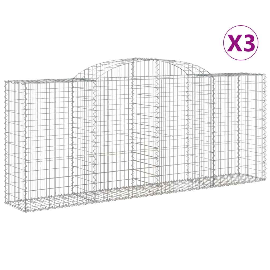 Cestas De Gaviones 3 Uds Forma De Arco Hierro 300x50x120/140 Cm_0