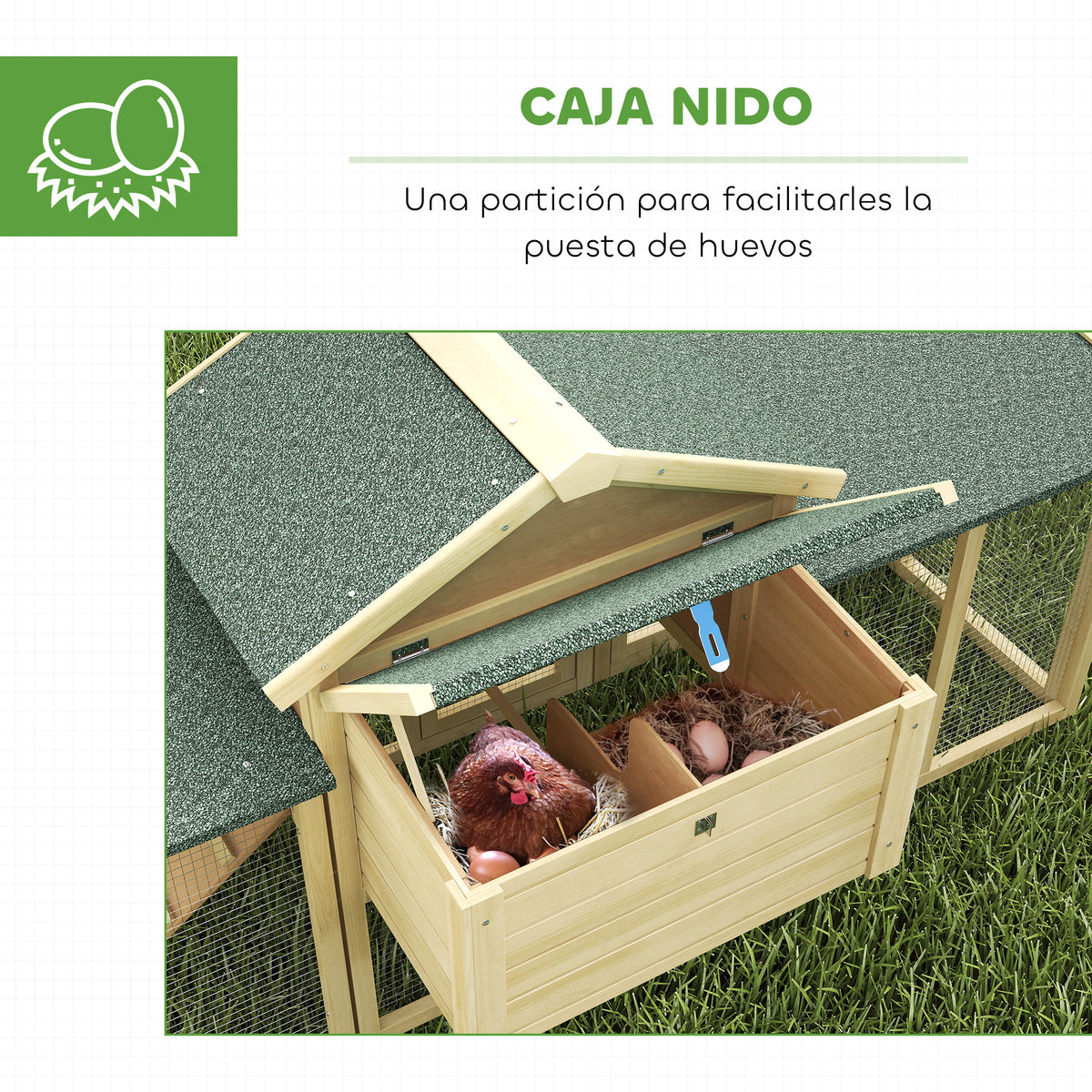 Gallinero Pawhut Madera De Abeto Madera Natural 204x85x93 Cm_5