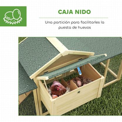 Gallinero Pawhut Madera De Abeto Madera Natural 204x85x93 Cm_5