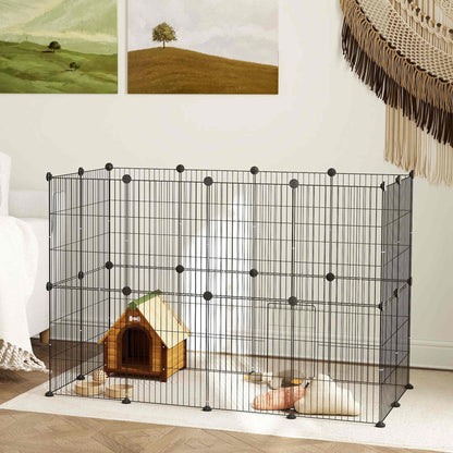 Parque Para Mascotas Pawhut Acero Negro 120x60x80 Cm D51-456v00bk_3