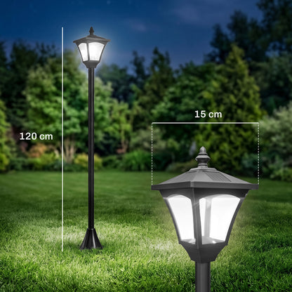 Farol Solar De Jardín Outsunny Plásico Negro 15x15x120cm_2