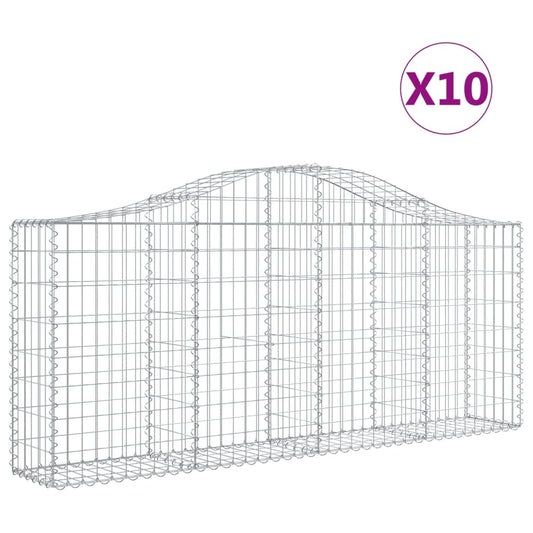 Cestas De Gaviones 10 Uds Forma De Arco Hierro 200x30x80/100 Cm_0