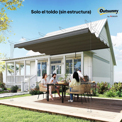 Cubierta Para Pérgola Outsunny Tela Poliéster Gris Oscuro 250x255x6 Cm_3