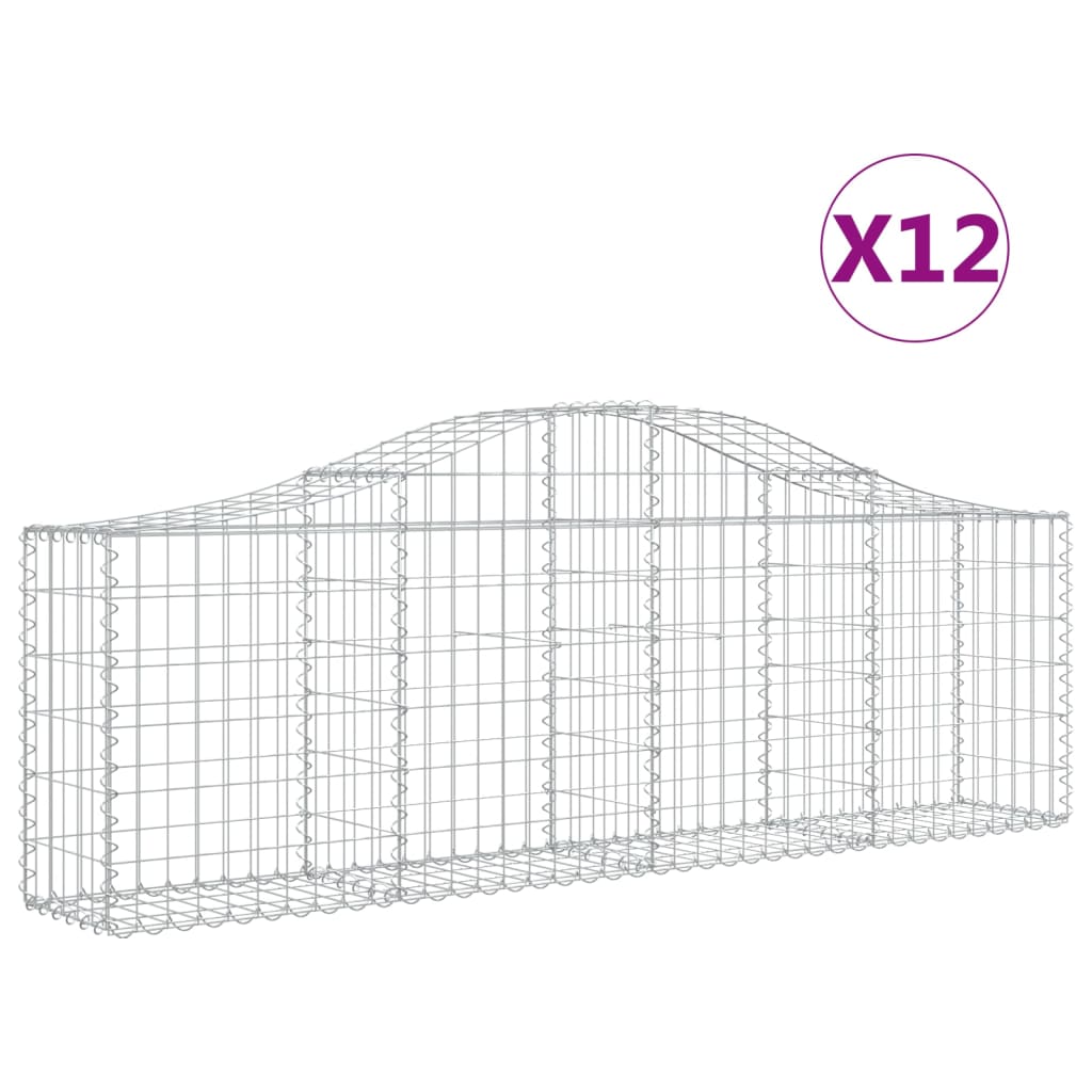 Cestas De Gaviones 12 Uds Forma De Arco Hierro 200x30x60/80 Cm_0