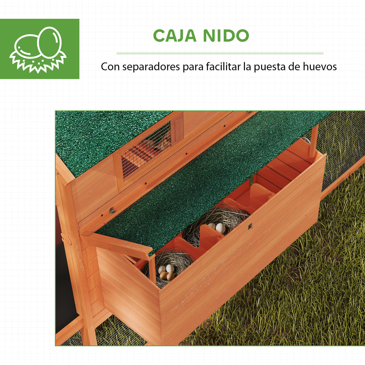 Gallinero Pawhut Madera De Abeto Naranja 347x160x150 Cm_5