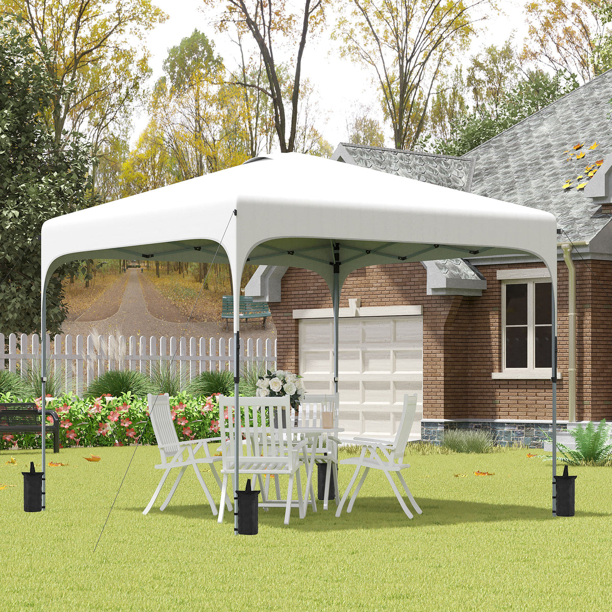 Cenador Plegable Protección Uv 50+ Outsunny 2,5x2,5x2,68 M Blanco_1