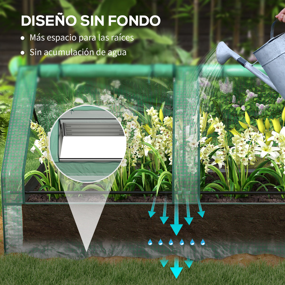 Jardinera Con Invernadero Outsunny Acero Galvanizado, Pe Verde Y Gris 185x95x92 Cm_5