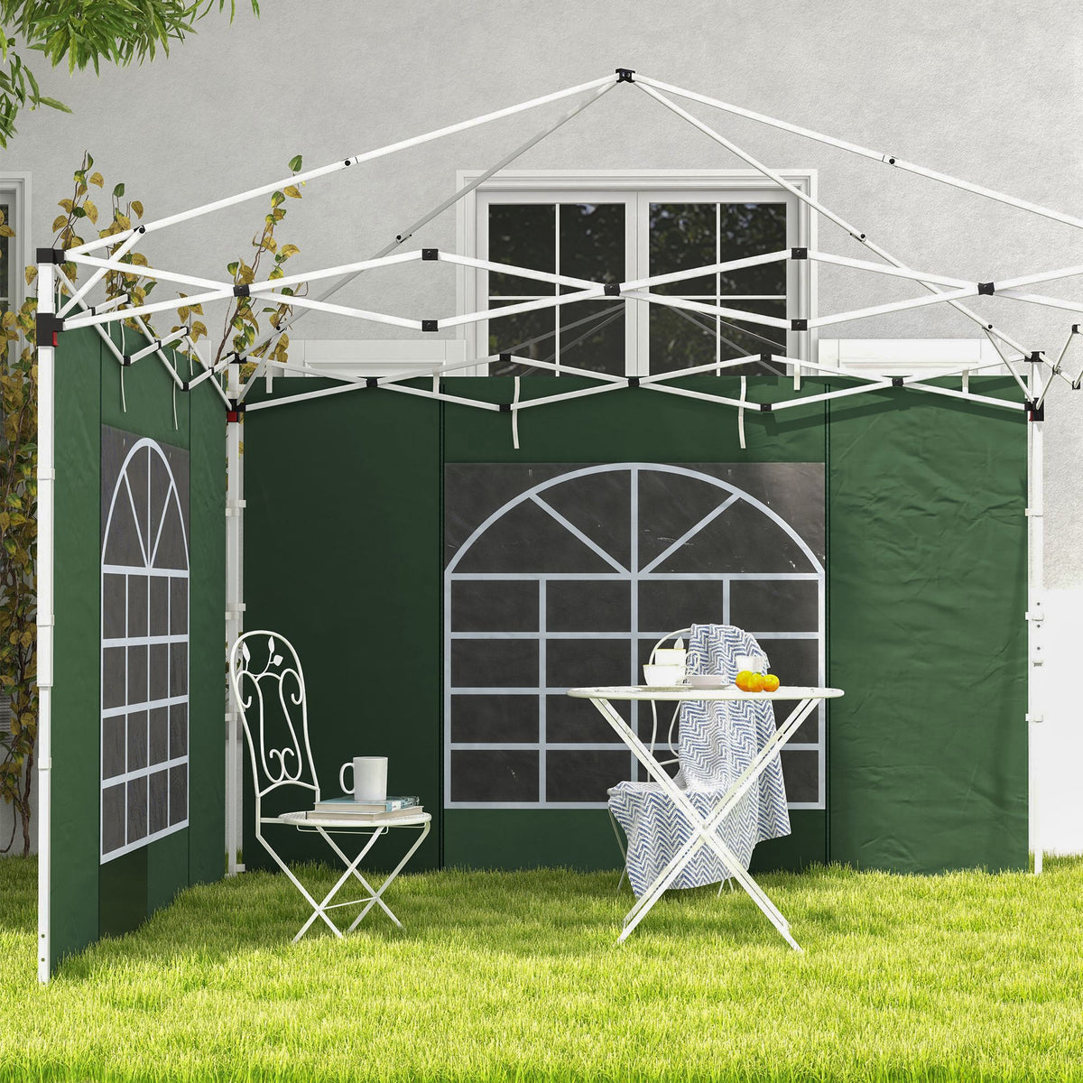 Paredes Para Carpa Outsunny Tela Oxford Verde 295x195 Cm_3