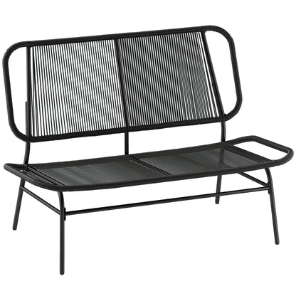 Banco De Ratán Outsunny Ratán Pe, Acero Negro 117x67x80 Cm_0