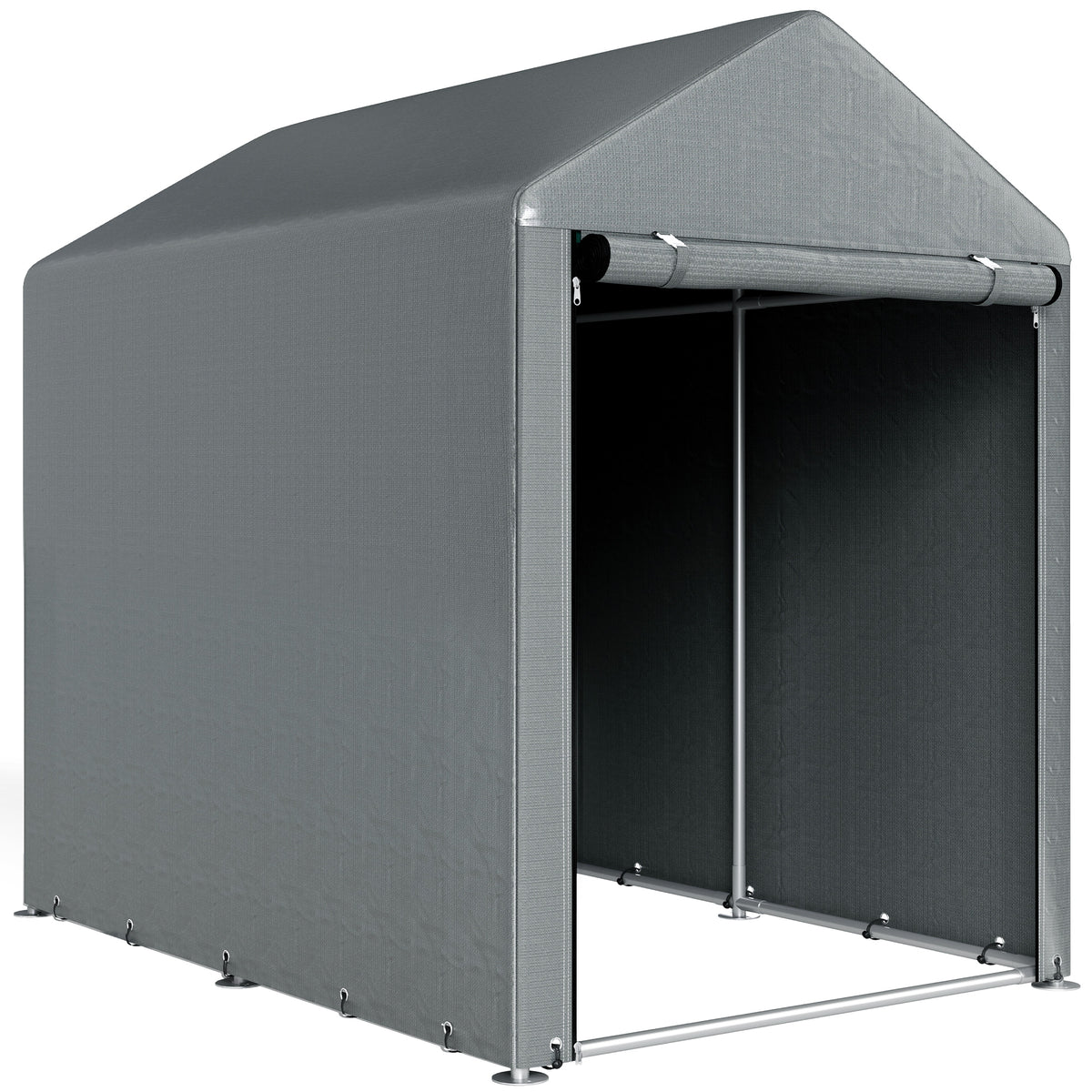 Carpa Para Herramientas Outsunny Metal Galvanizado, Pe Gris Oscuro 120x179x165 Cm_0