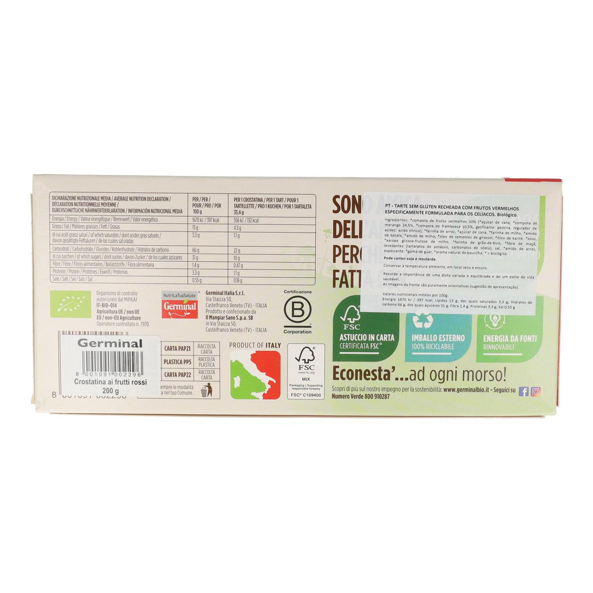 Tartaleta de Frutos Rojos sin gluten Germinali 200 g