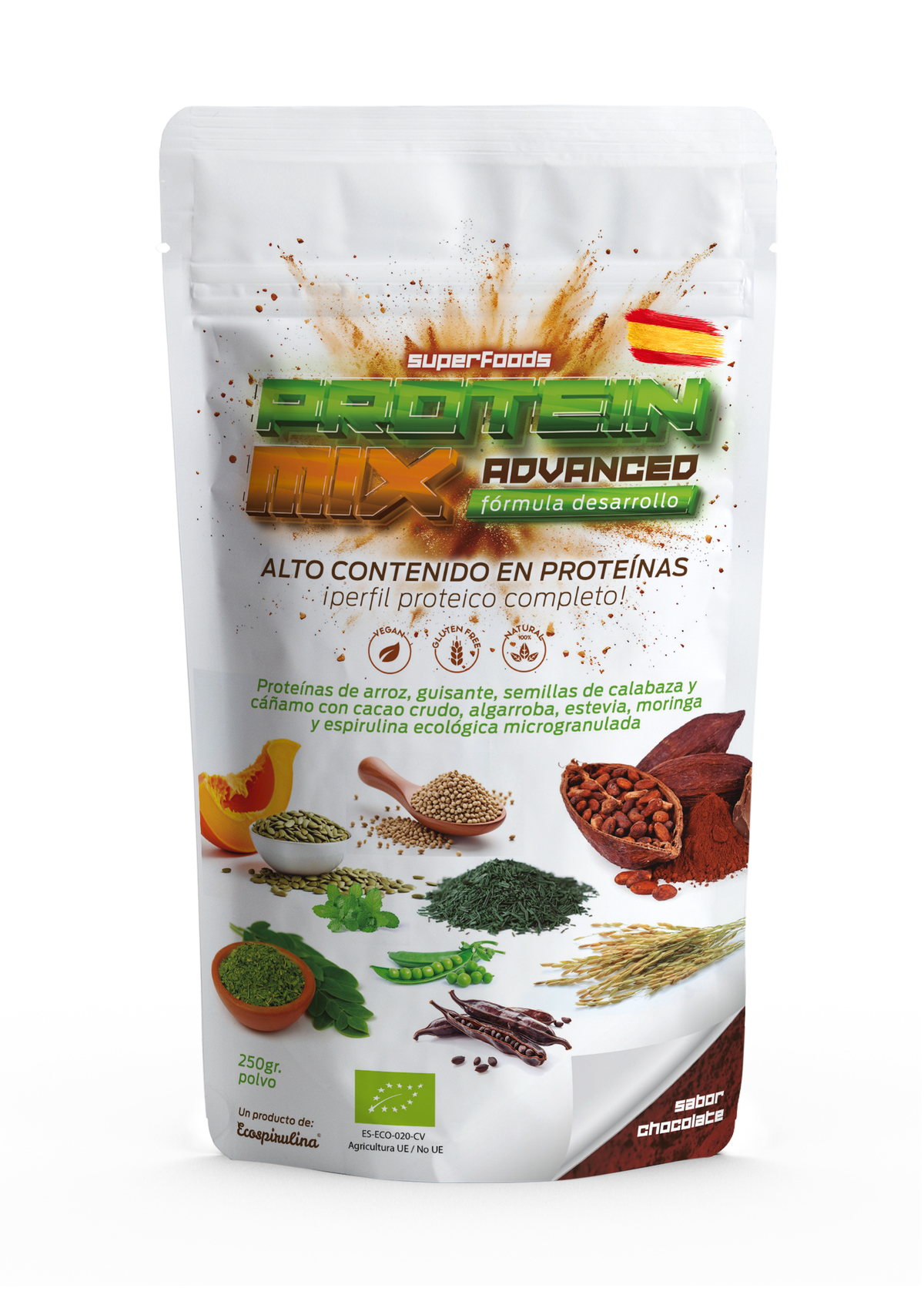 Proteína Vegetal Ecológica Con Espirulina Y Moringa Ecospirulina Chocolate 250 G_0