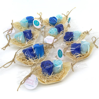 10 Barcas Con Flores Para Regalo Invitados (azul) - Rosas De Jabón Para Baño Aromático. Detalle Original Para Eventos_0