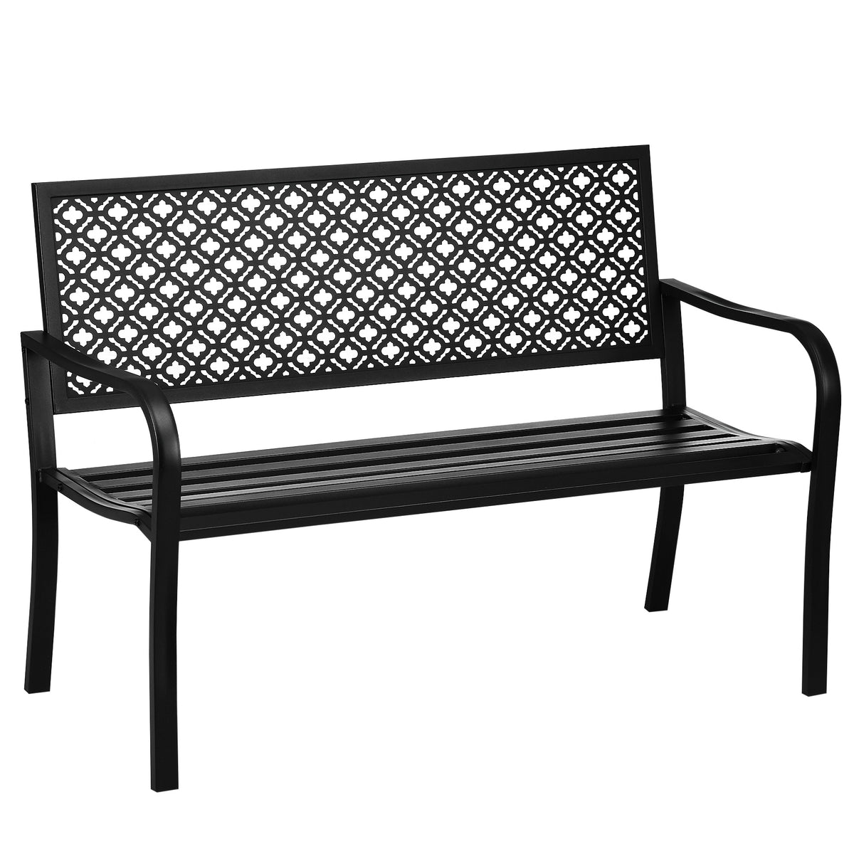 Banco De Jardín Outsunny Acero Negro 127x63x83 Cm_0