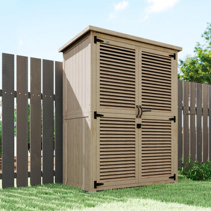 Cobertizo De Madera Outsunny Madera De Abeto Madera Natural 127x65x168 Cm_4