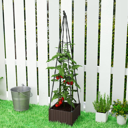 Jardinera Con Enrejado Outsunny Acero, Pp Negro 40x40x175 Cm_3