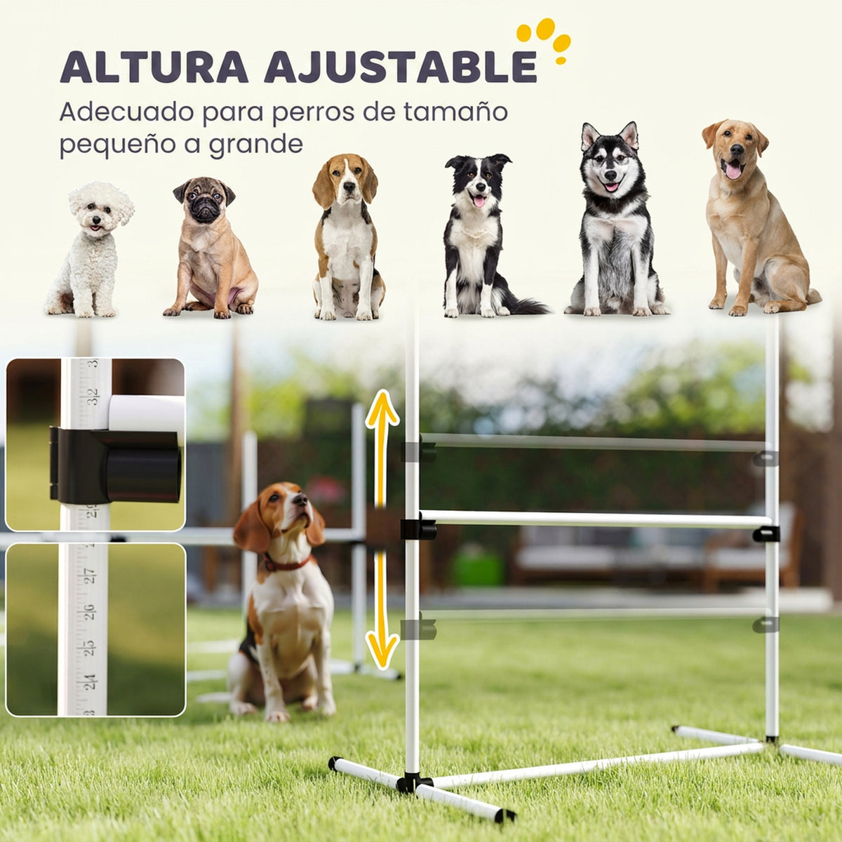 Pawhut Set Entrenamiento Agilidad Perros 4 Vallas De Salto Con Altura Ajustable_3