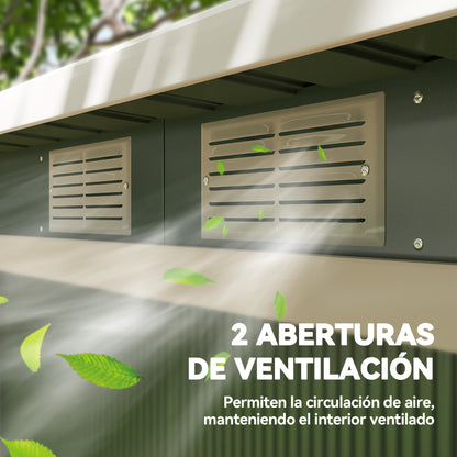 Cobertizo De Jardín Base 3,1 M² Outsunny 280x130x172 Cm Verde_3