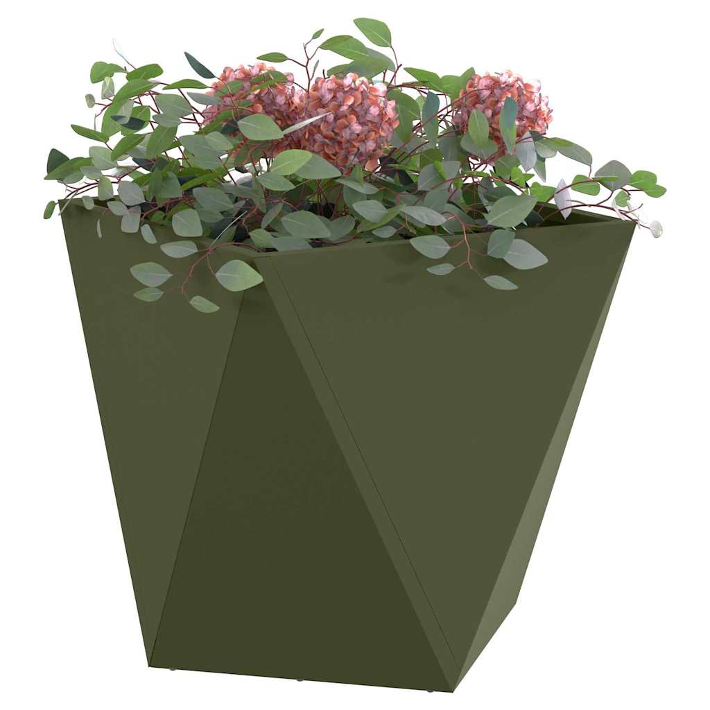 Jardinera 2 Uds. Verde Oliva 50 X 50 X 50 Cm Acero_2