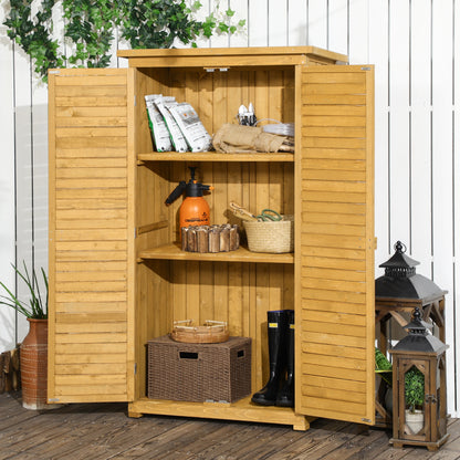 Cobertizo De Madera Outsunny Madera De Abeto Madera Natural 87x46.5x160 Cm_1