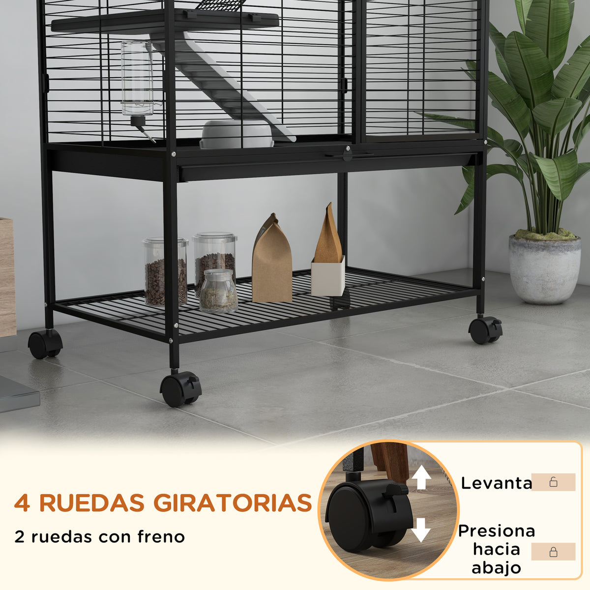 Jaula Para Animales Pawhut Acero, Pp Negro 78x45.5x136 Cm_5