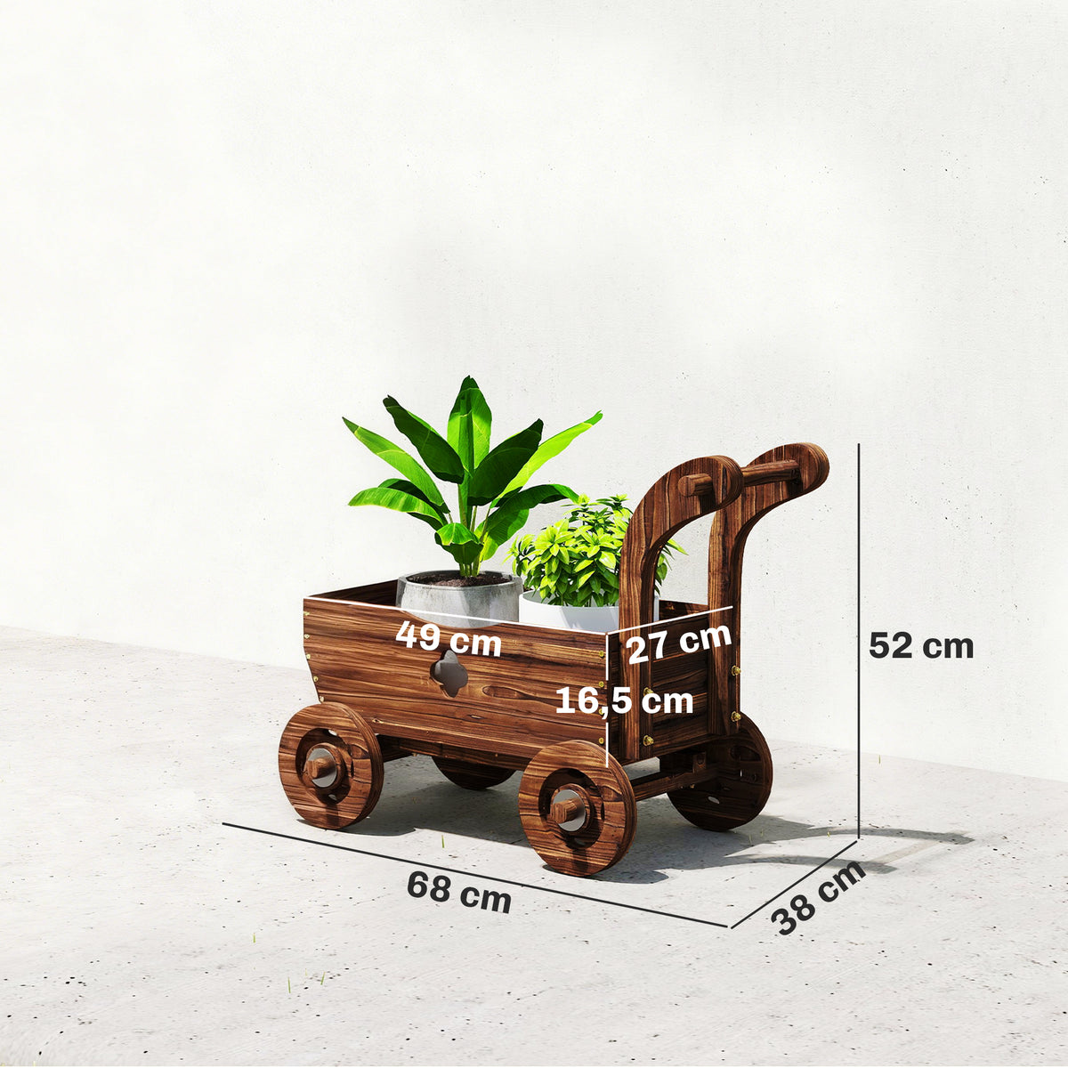 Jardinera Con Ruedas Outsunny Madera De Abeto Carbonizado 68x38x52 Cm_2