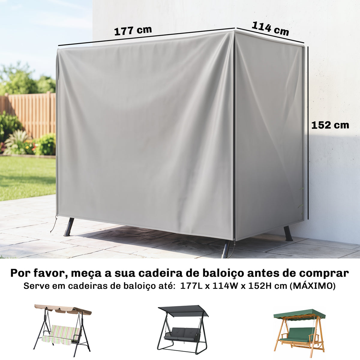 Funda Para Columpio Outsunny Tela Oxford Gris 177x114x152 Cm_2